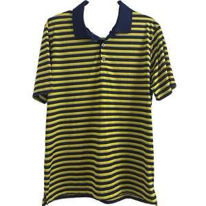 Adidas Climalite Blue and Yellow Striped Golf Polo Shirt